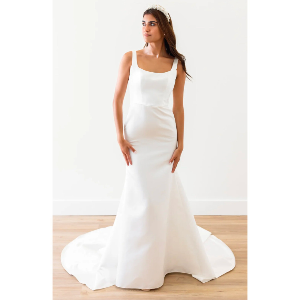 Wtoo by Watters Lourdes Wedding Gown Size 6 Minimalist Square Neck Bridal NWT